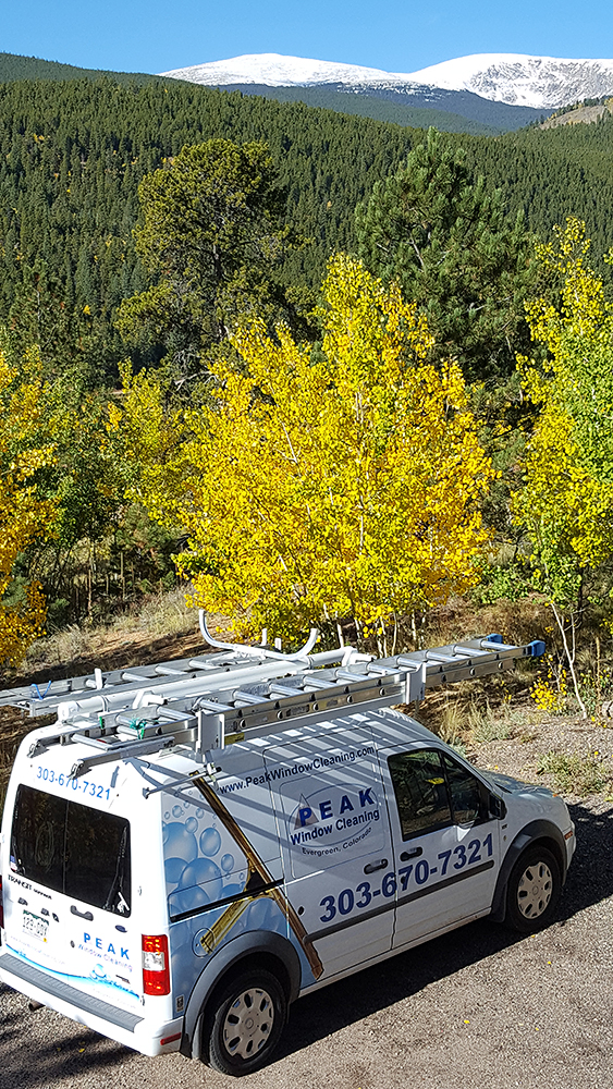 PEAK Window Cleaning, LLC is based in Evergreen, Colorado and serves the foothills and mountain communities (photo).